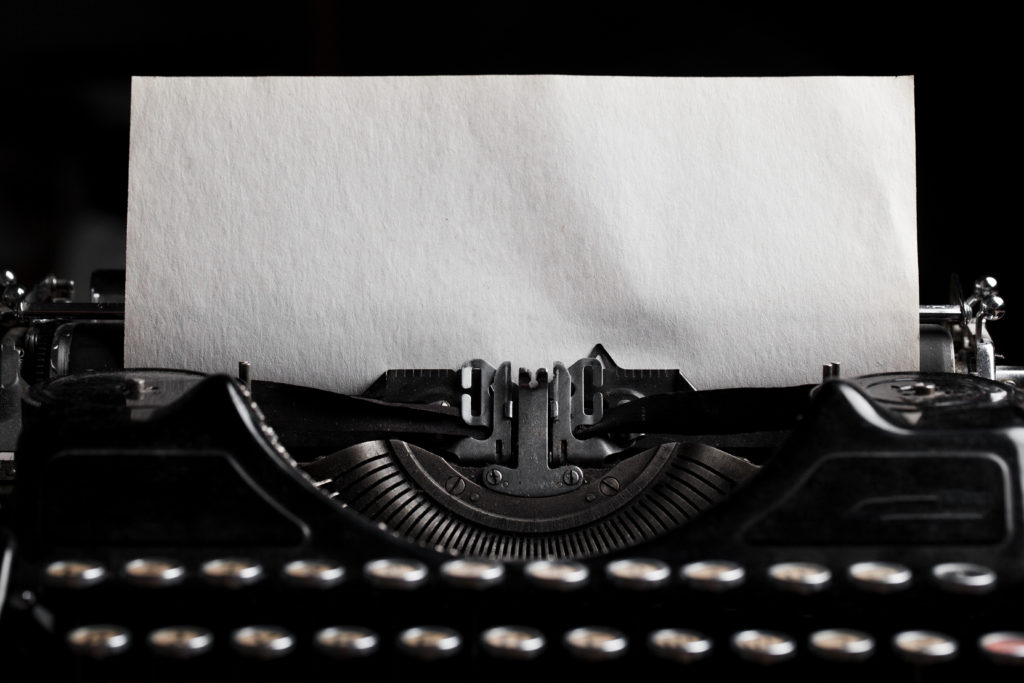 Close-up image of a typewriter